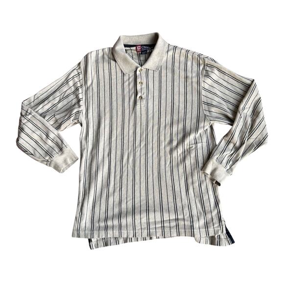 Vintage Chaps Ralph Lauren Cream LongSleeve Polo Shirt Mens Large - Picture 2 of 4